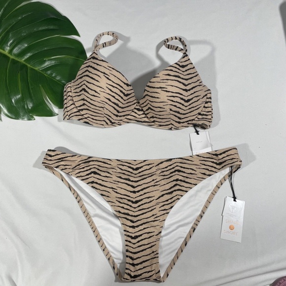 NWT‎ Shade Shore [ 34B ] Bikini Top + Cheeky Bottom [ Medium ] Animal Lurex - Picture 3 of 12